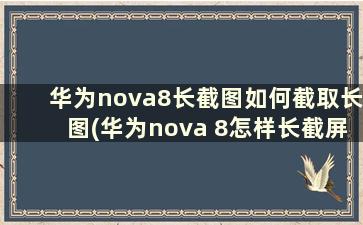 华为nova8长截图如何截取长图(华为nova 8怎样长截屏)